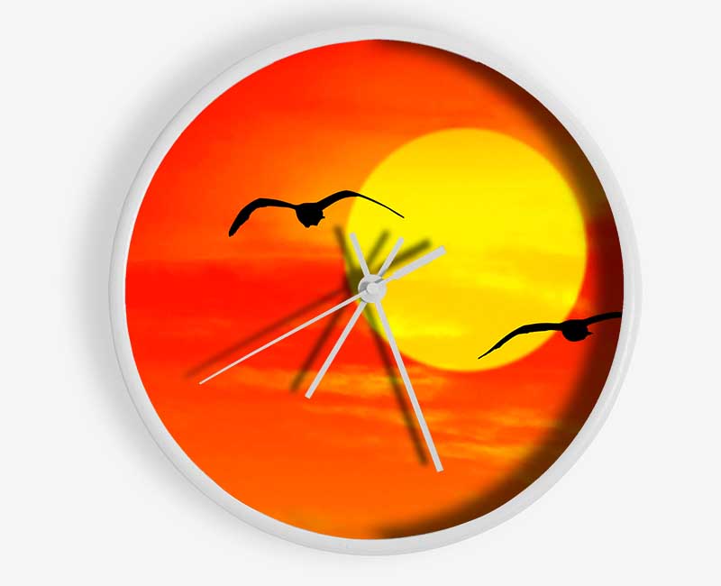 Seagulls At Sunrise Florida Clock - Wallart-Direct UK