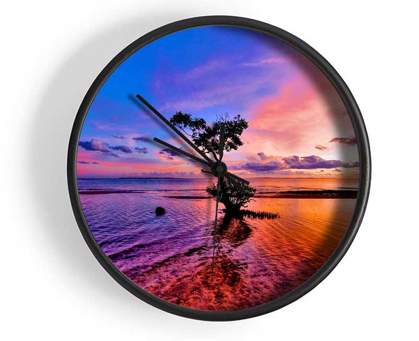 Ocean Tree Dusk Clock - Wallart-Direct UK