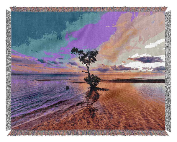 Ocean Tree Dusk Woven Blanket