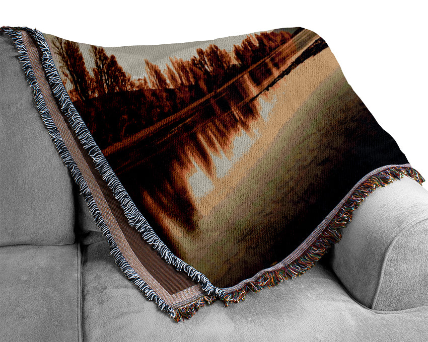 Lonely Lake Tree Woven Blanket