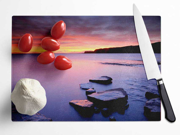 Tranquil Ocean Dusk Glass Chopping Board