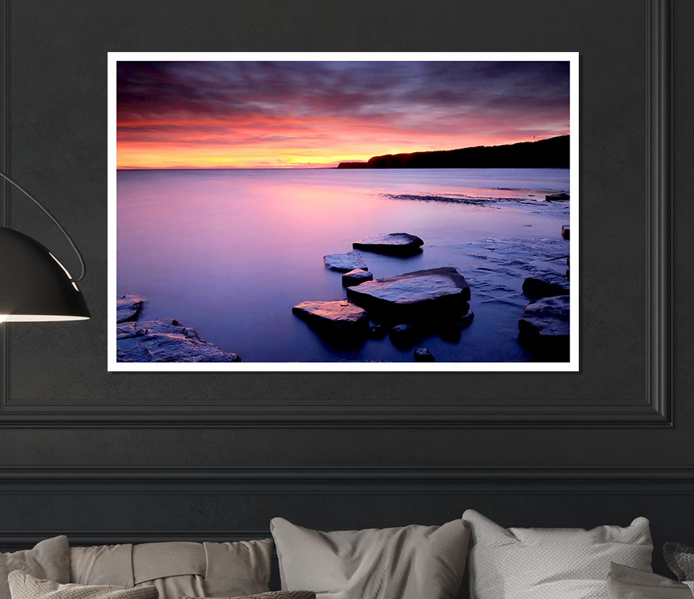 Tranquil Ocean Dusk Print Poster Wall Art