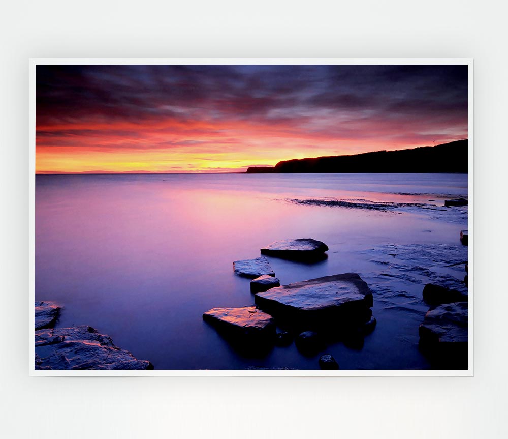 Tranquil Ocean Dusk Print Poster Wall Art