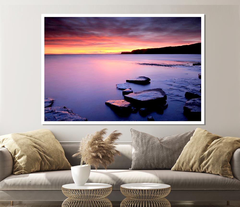 Tranquil Ocean Dusk Print Poster Wall Art