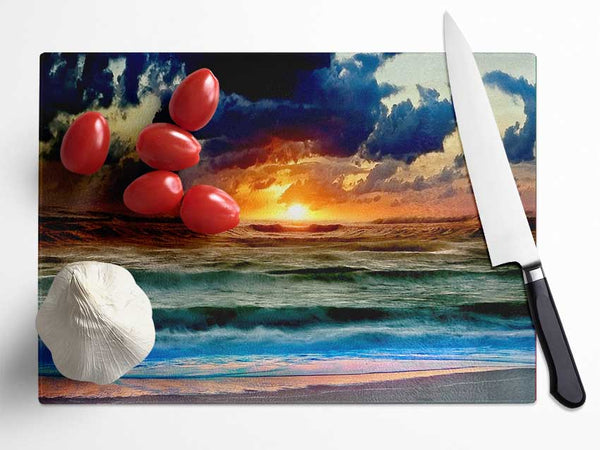 Stunning Ocean Sun Clouds Glass Chopping Board