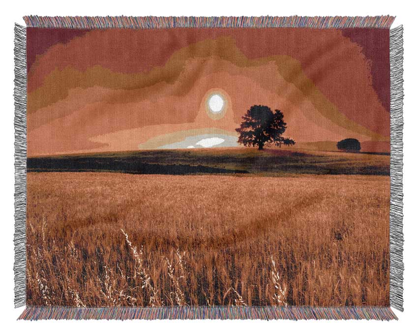 Stunning Countryside Sunset Woven Blanket