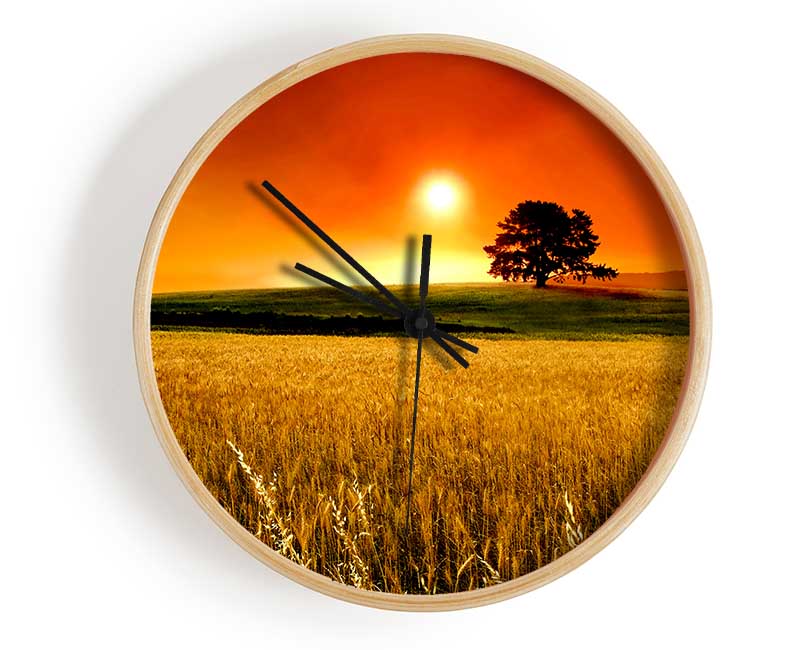 Stunning Countryside Sunset Clock - Wallart-Direct UK
