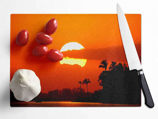 Huge Round Sun In The Sky Glass Chopping Board