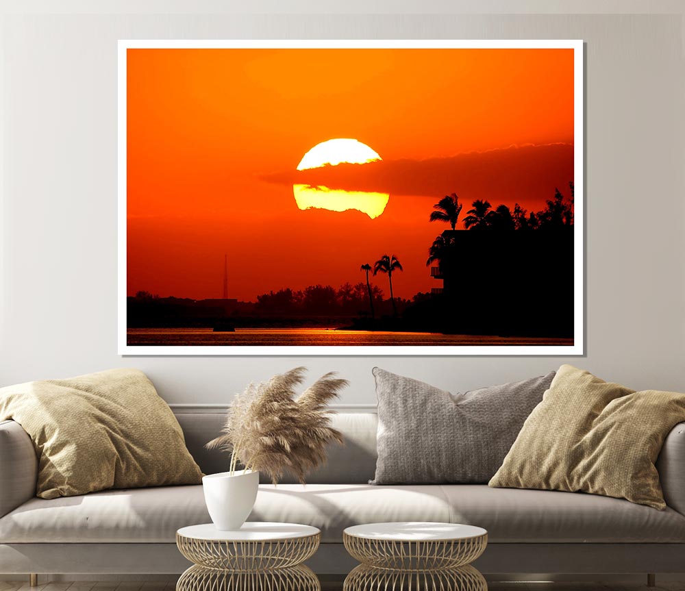 Huge Round Sun In The Sky Print Poster Wall Art