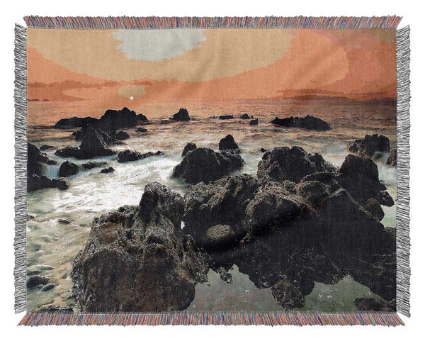 Sea Shore Sunset Woven Blanket