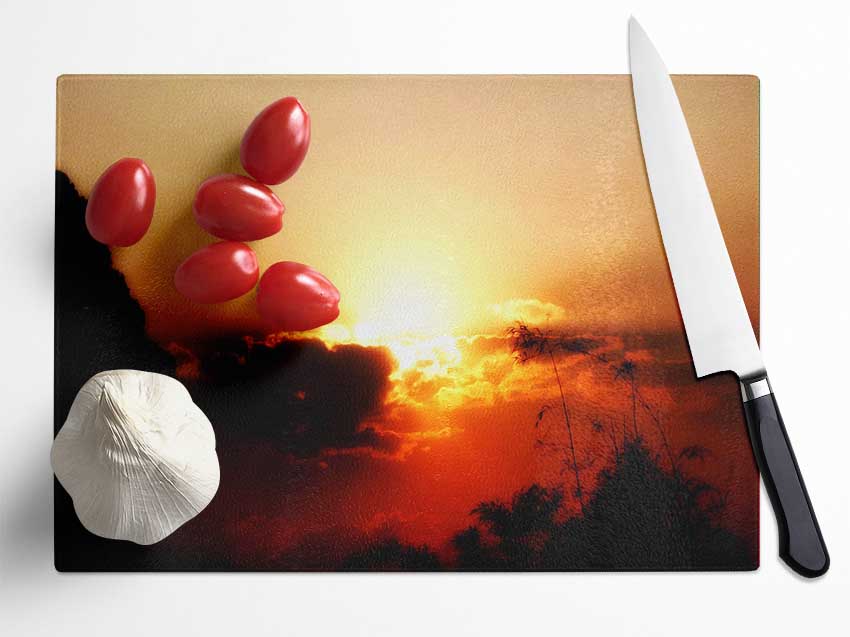 Sunset Clouds Glass Chopping Board