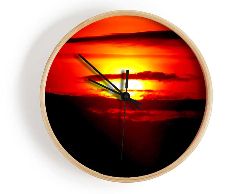 Red Sunset Clouds Clock - Wallart-Direct UK