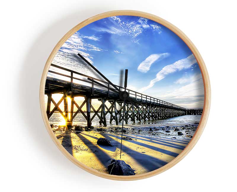 Sun Peaks Through The Pier Clock - Wallart-Direct UK