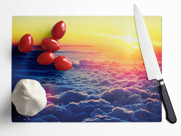 Sunrise Above The Clouds Glass Chopping Board