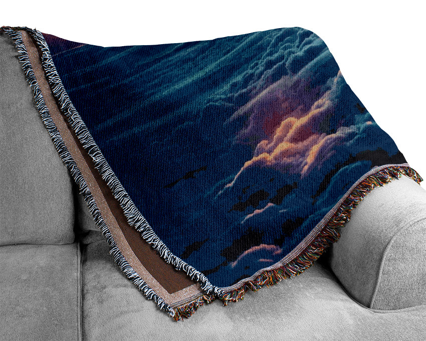 Sunrise Above The Clouds Woven Blanket