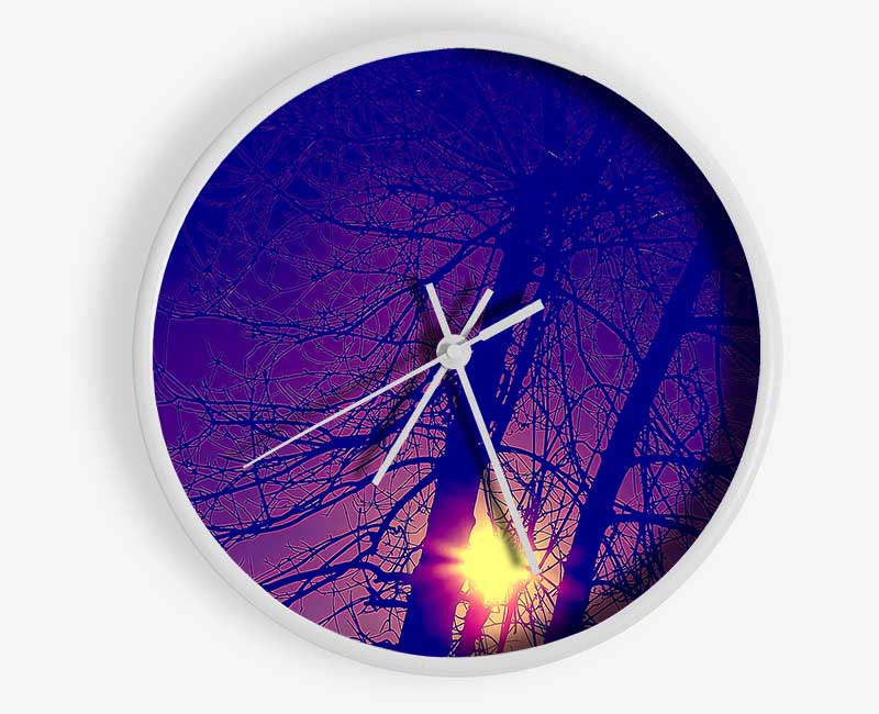 Sun At Dusk Between The Trees Clock - Wallart-Direct UK
