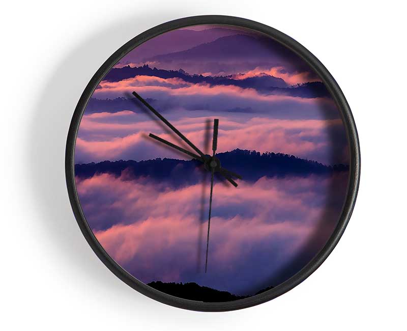 Sea Of Pink Clouds Clock - Wallart-Direct UK