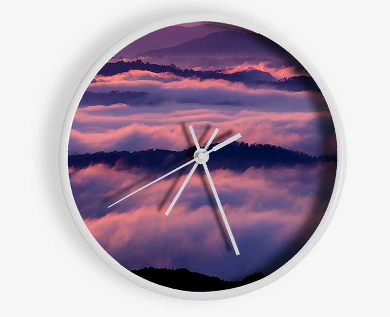 Sea Of Pink Clouds Clock - Wallart-Direct UK