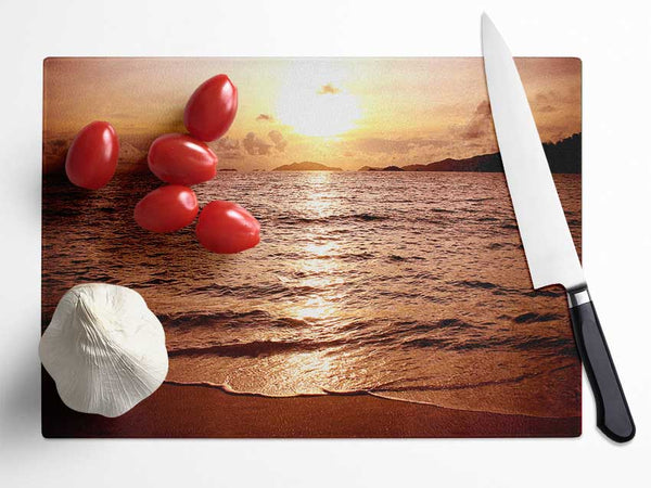 Sunset Beach Sparkle Glass Chopping Board