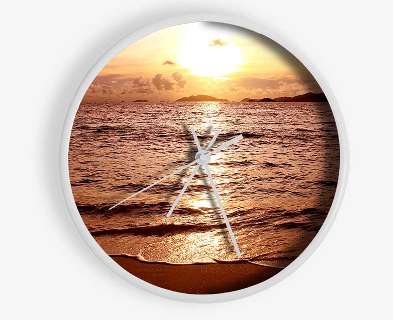 Sunset Beach Sparkle Clock - Wallart-Direct UK