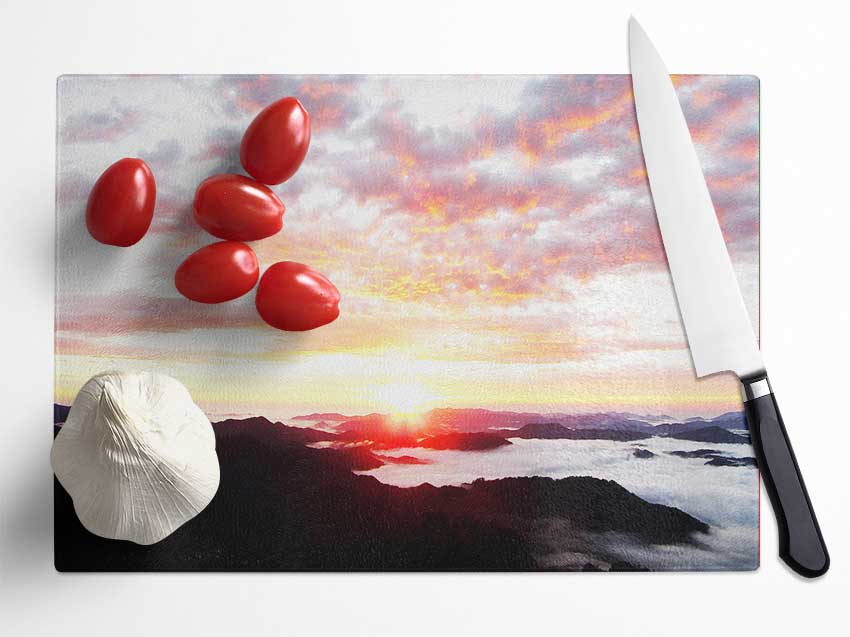 Sky Sunrise Ocean Glass Chopping Board