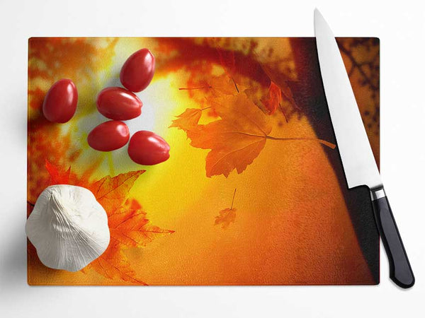 Orange Autumn Glass Chopping Board