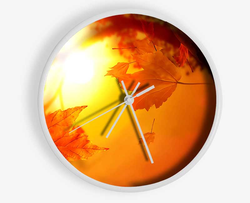 Orange Autumn Clock - Wallart-Direct UK