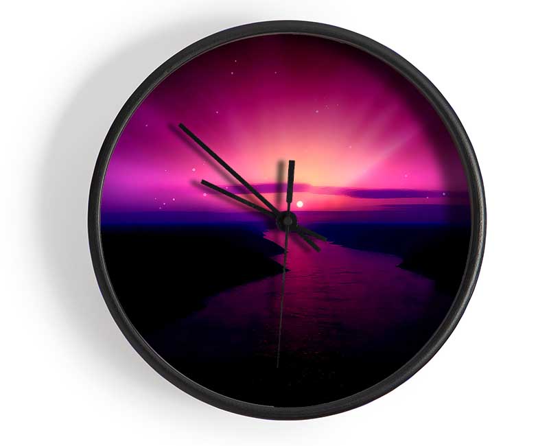 Morning Purple Sunrise Clock - Wallart-Direct UK