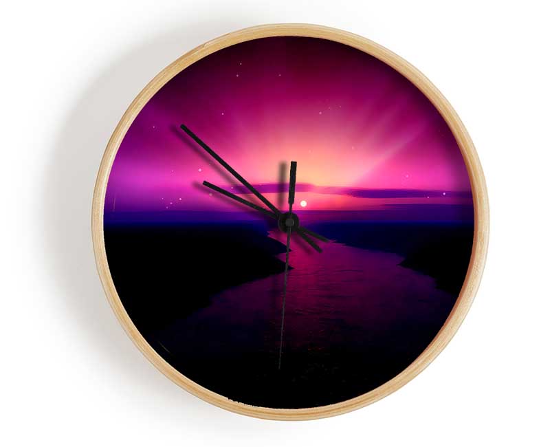 Morning Purple Sunrise Clock - Wallart-Direct UK