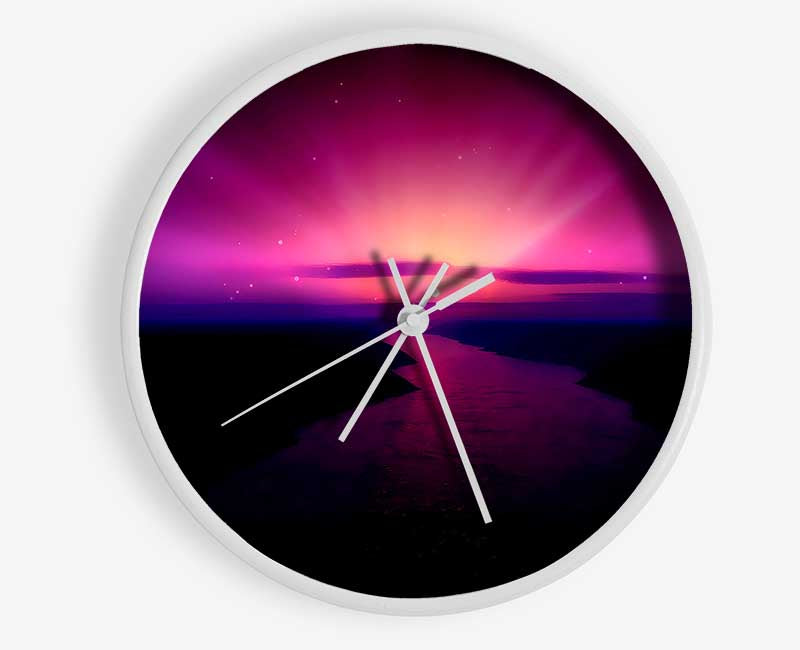 Morning Purple Sunrise Clock - Wallart-Direct UK