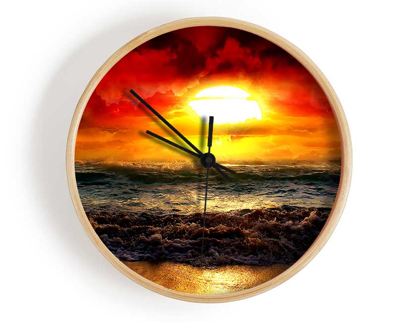 The Perfect Red Sunrise Clock - Wallart-Direct UK