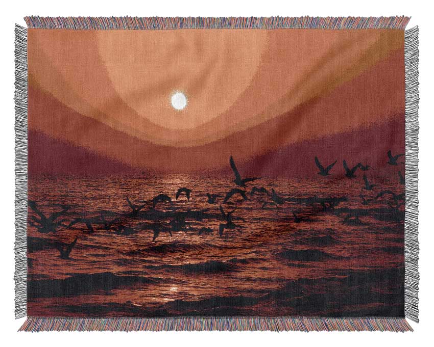 Red Ocean Flight Woven Blanket