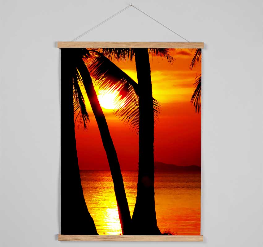 Golden Reflections Of The Palmtree Sun Hanging Poster - Wallart-Direct UK