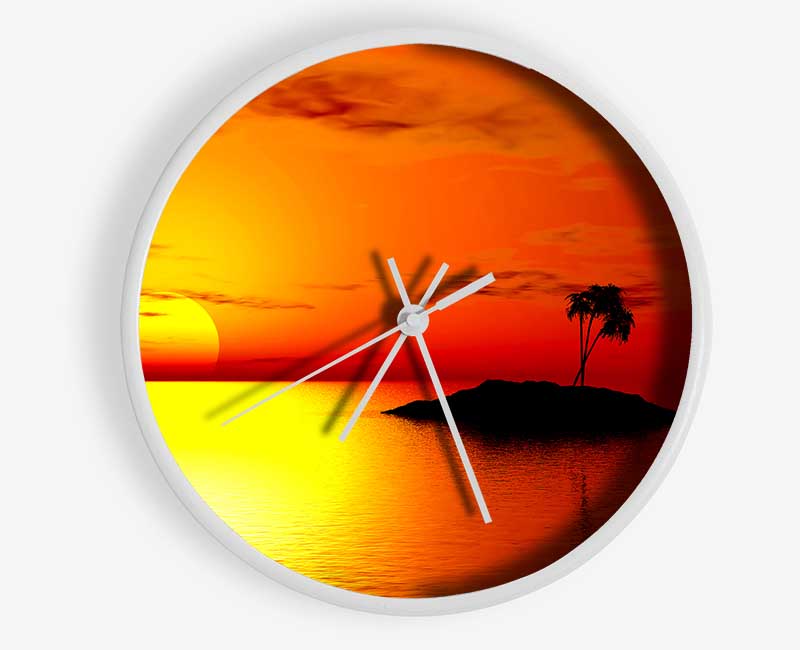 Stunning Golden Sunset Clock - Wallart-Direct UK