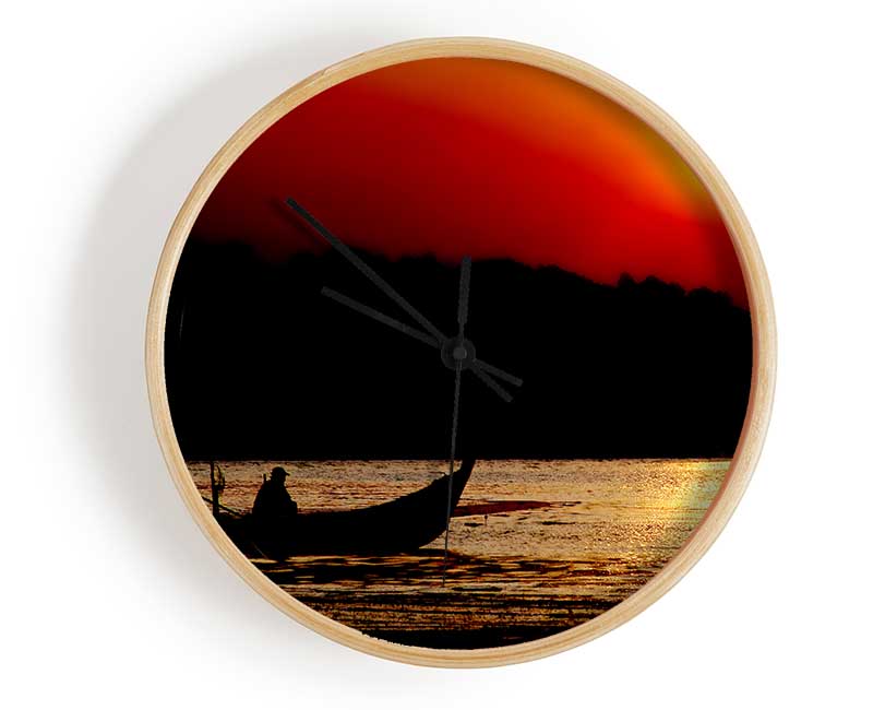 Fishing Under The Ocean Sun Clock - Wallart-Direct UK