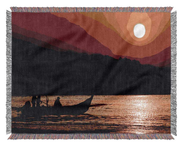 Fishing Under The Ocean Sun Woven Blanket