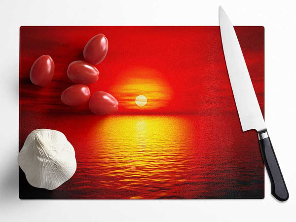 Red Skies Over The Golden Ocean Glass Chopping Board