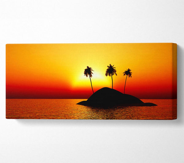 Palmtree Island At Sunset