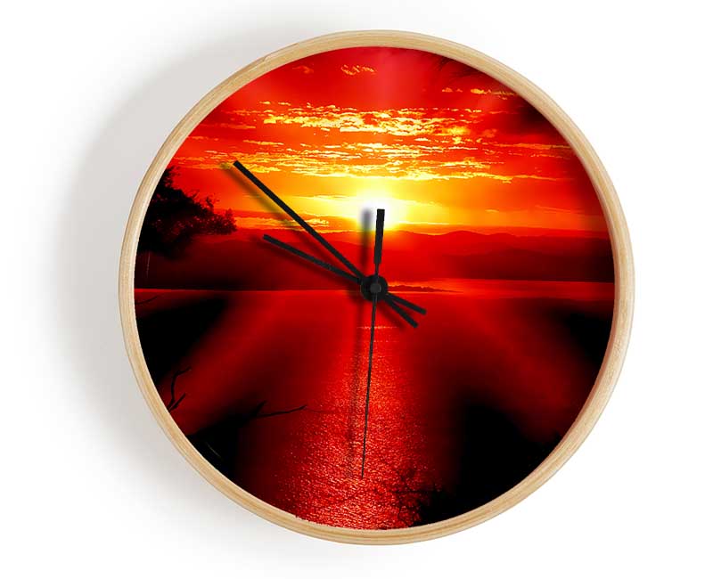 Red Sun Rays Clock - Wallart-Direct UK