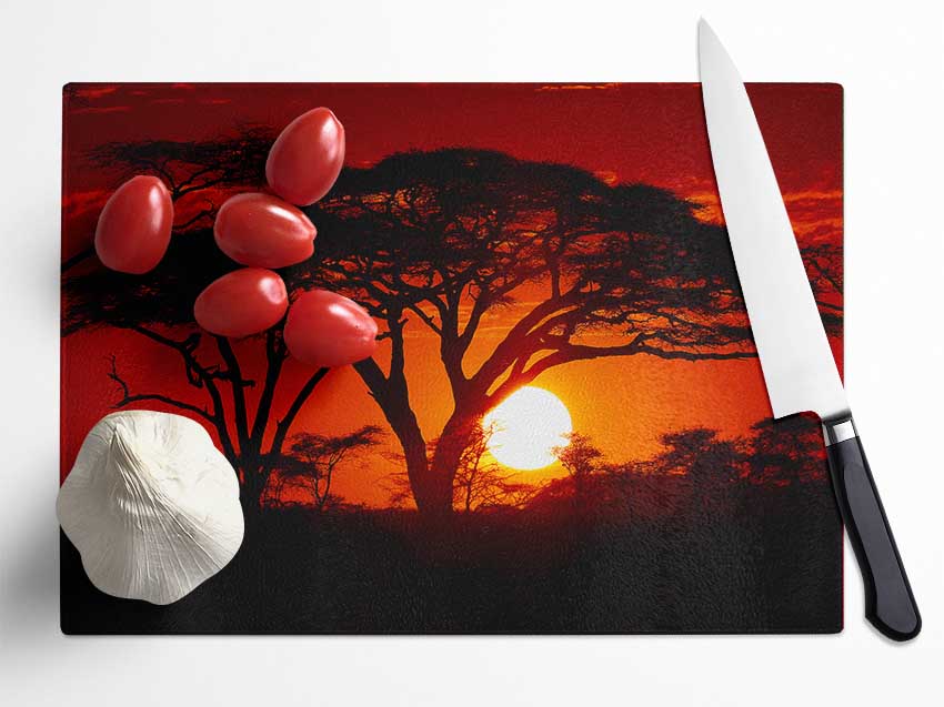 As The Night Falls Glass Chopping Board