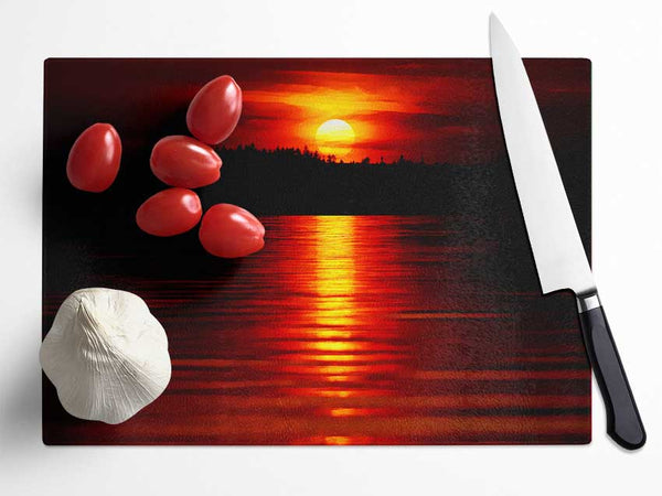 Red Lake Reflections Glass Chopping Board