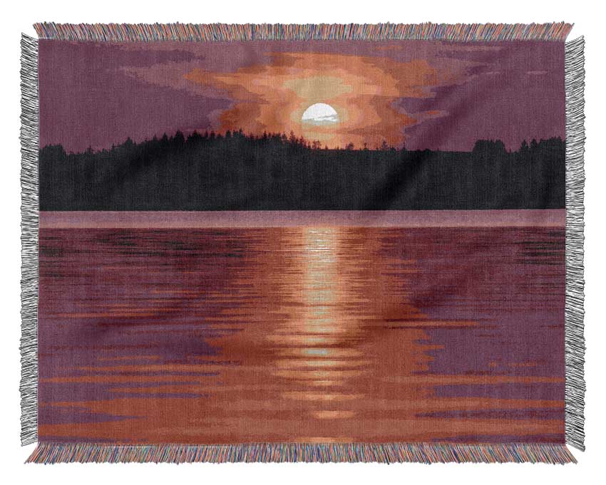 Pink Lake Reflections Woven Blanket