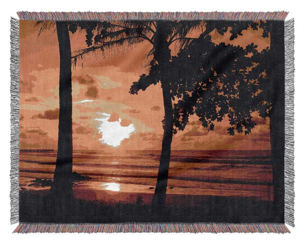 Sun Reflections Over The Beach Woven Blanket