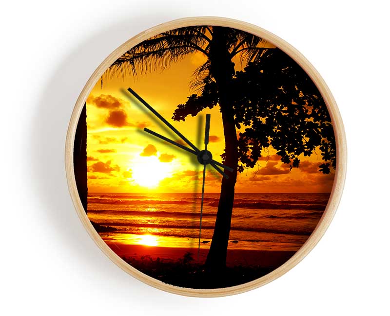 Sun Reflections Over The Beach Clock - Wallart-Direct UK