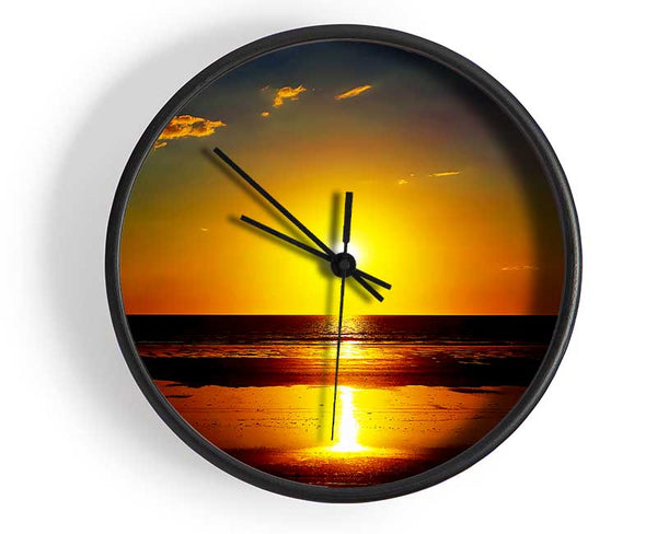 Piercing Yellow Sun Refections Clock - Wallart-Direct UK