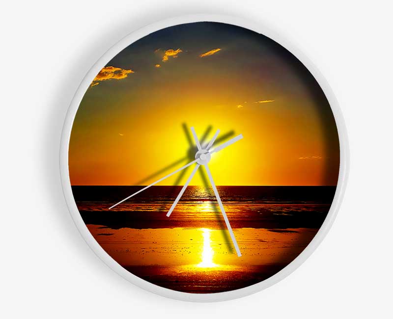 Piercing Yellow Sun Refections Clock - Wallart-Direct UK