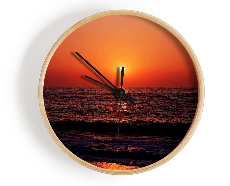 The Oceans Orange Sun Clock - Wallart-Direct UK