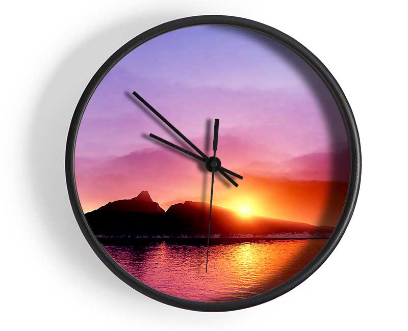 As The Sun Peeps Over The Mountain Ocean Clock - Wallart-Direct UK