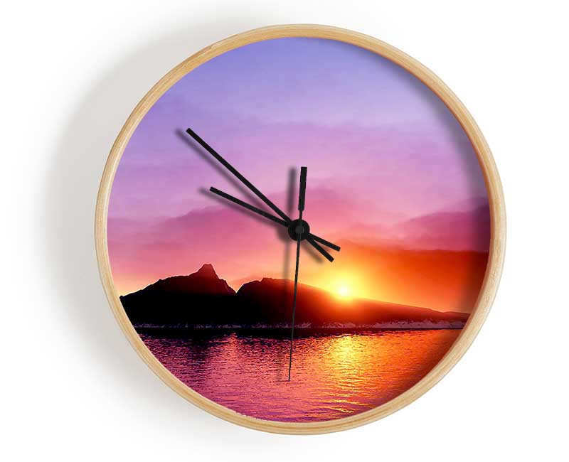 As The Sun Peeps Over The Mountain Ocean Clock - Wallart-Direct UK