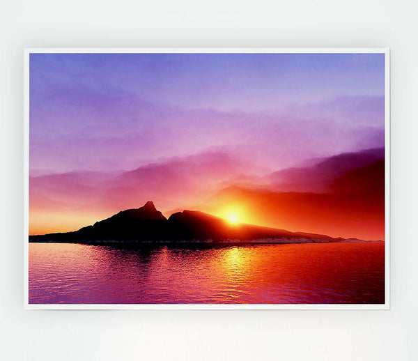 As The Sun Peeps Over The Mountain Ocean Print Poster Wall Art